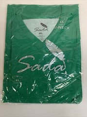 Sada T-Shirt Solid Green Short Sleeve V-Neck 100% Cotton Men’s 4XL