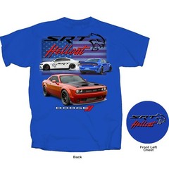 Joe Blow T’s Dodge SRT Hellcat Men’s Blue T-Shirt Challenger Charger Flag