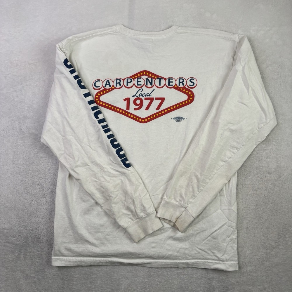 Bayside Las Vegas Carpenters Brotherhood Union White LS Graphic Shirt Men’s LG