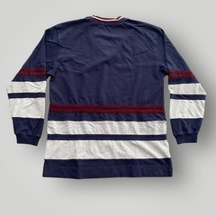 VINTAGE John Ashford Shirt Mens Large Striped V-Neck Sport 90s Rugby Preppy Y2K