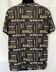 Barca FC Barcelona Mens Polyester Tshirt Sz L Black All Over Print Soccer Futbol