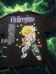 Civilregime Dragon Ball Z Trunks Graphic Print Black Crew Neck T-Shirt L