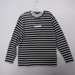 Pleasures Shirt Medium Black Stripe Logo Streetwear Into The Vortex Skater Indie