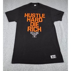 VTG Y2K Hustle Gang Men’s XL T-Shirt Orange Baggy Die Rich TEE 100% COTTON