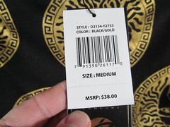 NWT DRILL CLOTHING MEDUSSA BLACK with GOLD METALLIC PRINT T- SHIRT sz M