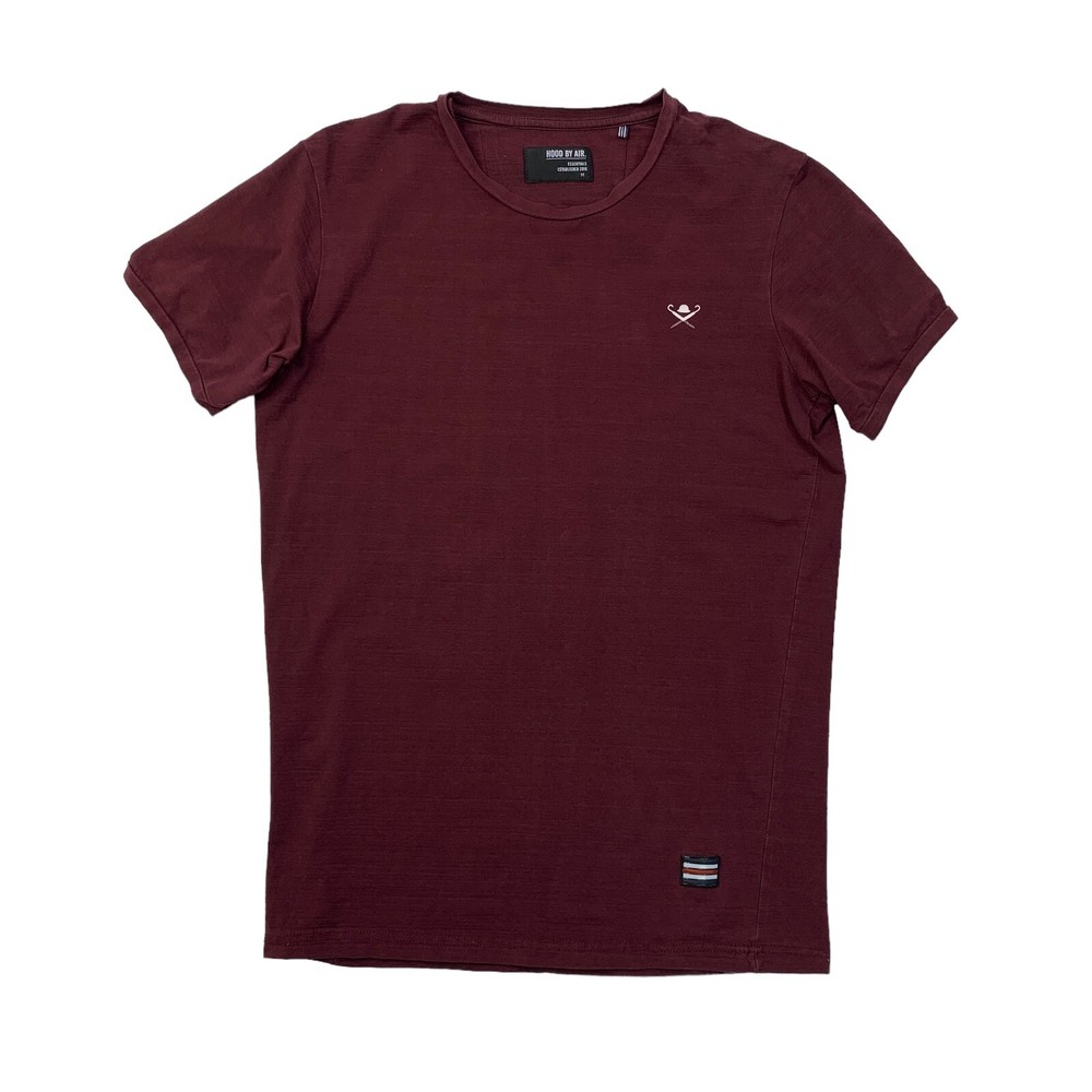 Hood By Air T Shirt Mens M Medium Burgundy Crew Neck Basic Short Sleeve Tee