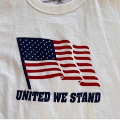 Vintage Y2K American Flag “United We Stand” Tshirt 2XL White Men’s 4th Of July