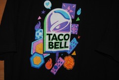 Taco Bell Employee Henley Collar Shirt- Black- Graphics on Both Sides- XXL