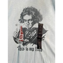 Lucky Brand Graphic T-Shirt Mens Large Light Blue Beethoven This Is My Fifth NEW