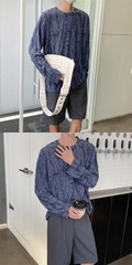 Men’s Distressed Long Sleeve T-Shirt Harajuku Aesthetic Ripped Pullover Top