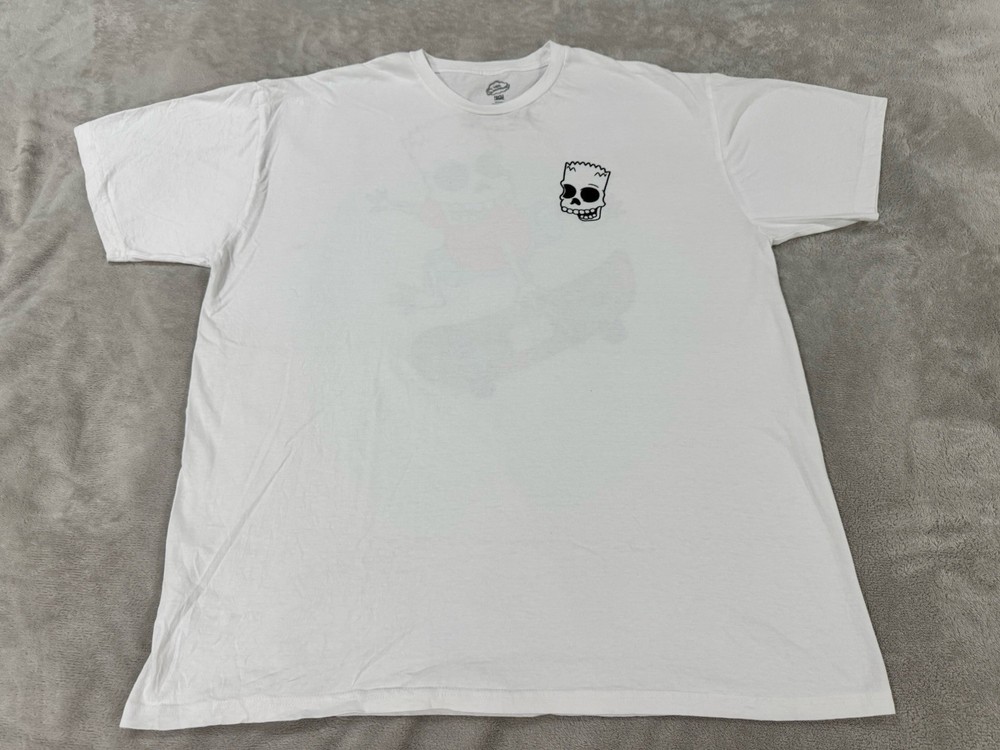 The Simpsons Halloween T-Shirt Sz XL Bart Skeleton Skateboarding Cotton Tee