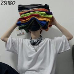 Pure Color Tees Tops Fashion Casual Cotton Short Sleeve Men’s O-Neck Streetwear