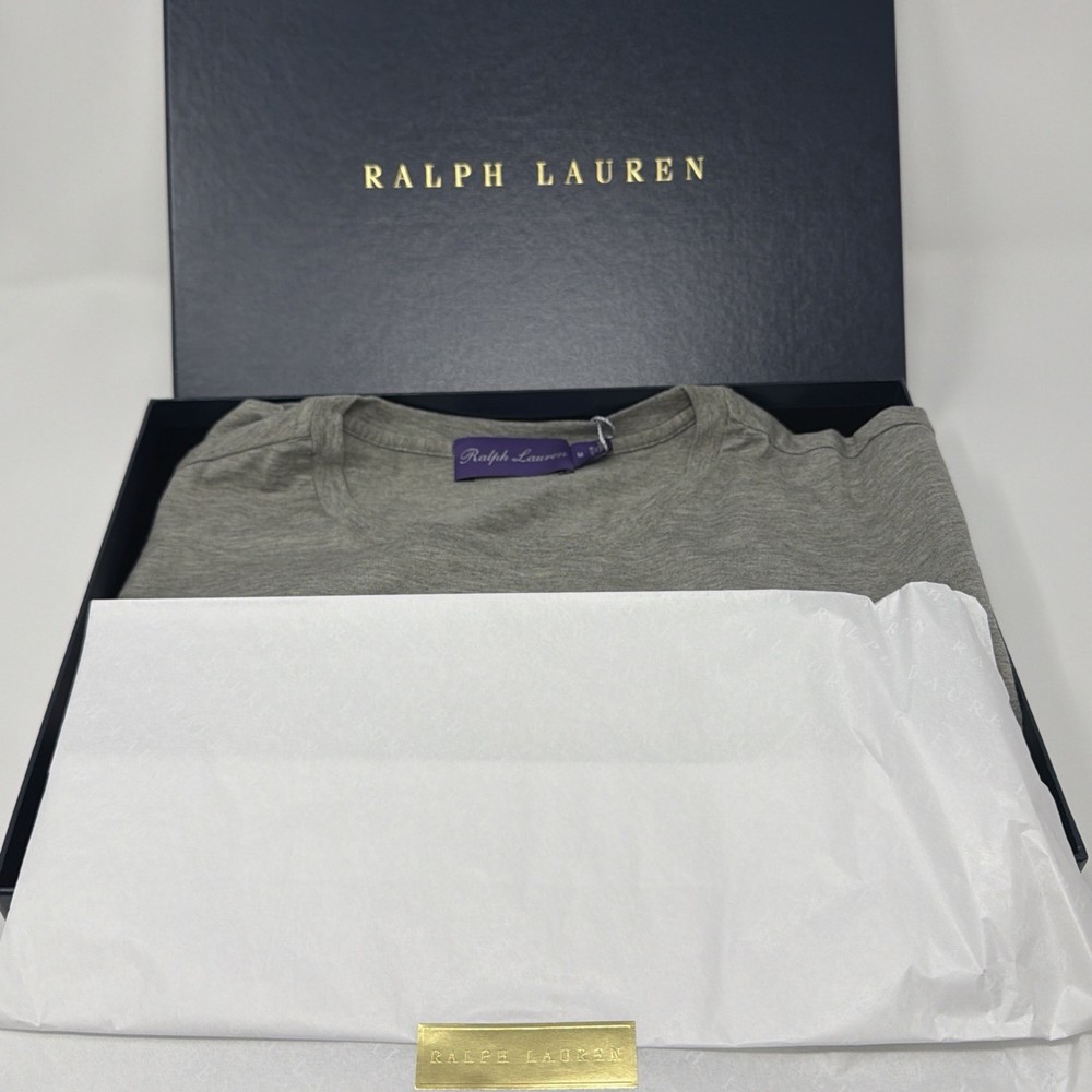 Ralph Lauren Purple Label Light Grey Stone Cotton T-Shirt Size Medium