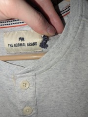 The Normal Brand Puremeso Two Button Henley Size L Gray Long Sleeve