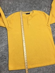 Members Mark Thermal Henley Shirt Mens Size XL Yellow Long Sleeve #@