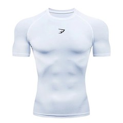 Short-Sleeved Muscle Exercise Fitness Running Elastic Round-Neck Men T-Shirt UK