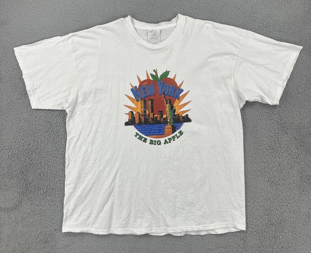 Vintage Gem Rock 1993 White XL T Shirt Made In USA New York The Big Apple 90s