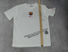 Nike T Shirt Mens L White Football FC Barcelona Soccer World Cup Stretch Jersey
