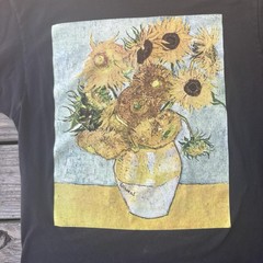 Vincent van Gogh Sunflowers Men’s Black Graphic Short Sleeve Crew Neck Tee L/G
