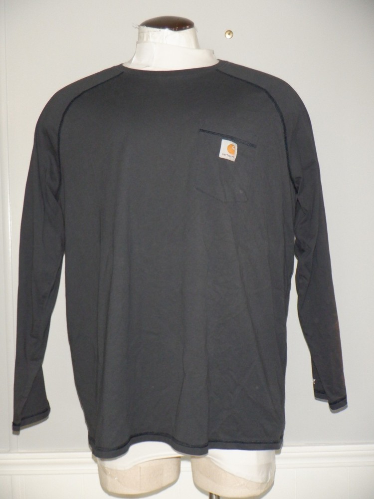 Mens CARHARTT FORCE RELAXED FIT Sz XL Gray Pocket Long Sleeved Crew Neck T-Shirt