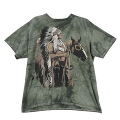 The Mountain Native American Warrior Chief Horse Tie Dye Graphic T-Shirt Mens L