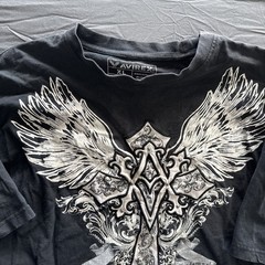 Vintage Avirex Shirt, Men’s XL ,Cross W/ Wings, Heavy Weight, Tee Y2K, Black