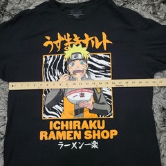 Naruto Ichiraku Ramen Shop Shirt Mens XL Black Graphic Tee Shippuden Anime Logo