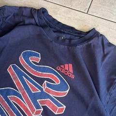 Adidas Mens Graphic T-Shirt Navy Blue Red 3D Logo Crewneck Short Sleeve Cotton