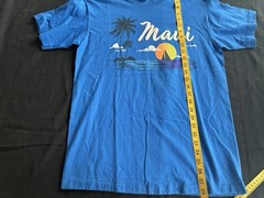 Vintage Sof Tee Mens M Blue T-Shirt Maui Print Made in USA Single Stitch 90s