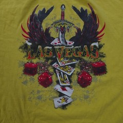 Las Vegas Shirt Mens 3XL Yellow Sword Wings Cards Dice Graphic Gambling Casino