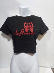 Deftones crop top red glitter deftones baby tee deftones shirt sizes xs to xl