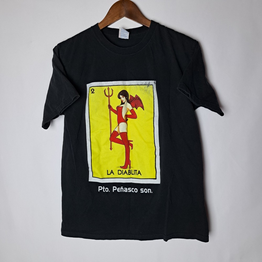 Yazbek T-Shirt Mens Medium Black Heavy Weight Short Sleeve “LA DIABLITA”