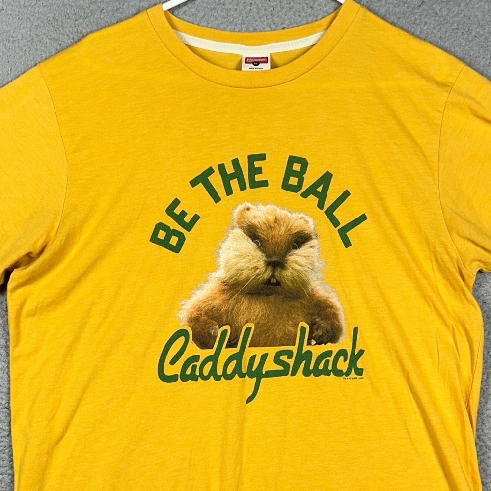 Homage T-Shirt Mens XL Yellow Caddyshack Be The Ball Gopher Short Sleeve Tee