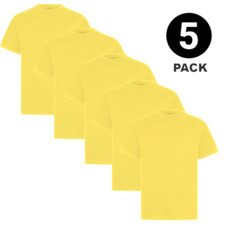 Mens Plain T-Shirt 5 Pack 100% Cotton Heavy Blend High Quality Short Sleeve Tee