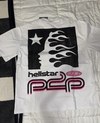 HELLSTAR Unisex Size M White Graphic Logo Crew Neck Short Sleeve T-Shirt