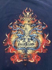 Vintage Y2K JNCO Jeans Blue Dragon Graphic T-Shirt XXL USA Distressed