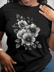 Women’s Round-neck Short-sleeve T-shirt Butterfly Print Casual Fashion T-shirt √