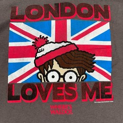 Wheres Waldo Shirt Mens XXL Grey Short Sleeve London Loves Me Graphic Tee NWT