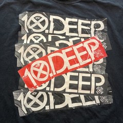 Vintage 10.Deep T-Shirt Size Large Black Logo Red White 10 Deep Short Sleeve