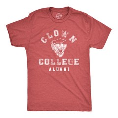 Mens Clown College Alumni T Shirt Funny Sarcastic Graduate Cap Tee for Guys