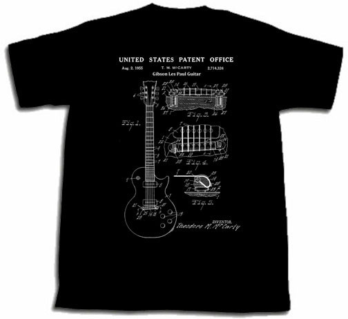 GIBSON LES PAUL GUITAR PATENT SHIRT tshirt S M L XL 2XL 3XL McCarty Polsfuss NEW