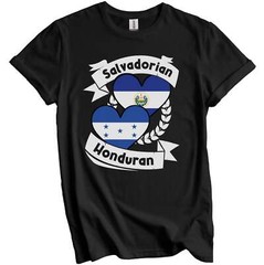 Salvadorian Honduran Heart Flags El Salvador Honduras T-Shirt