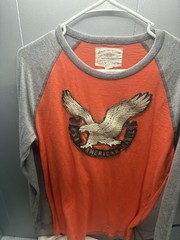 Y2K American Eagle Shirt Men’s Size Medium Embroidered Logo Graphic Distressed