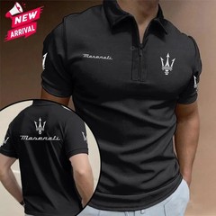 *HOT* Custom Name – Men’s Maserati Racing 3D Black & Blue Logo Zip Polo Shirt