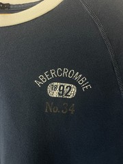 Vintage Abercrombie & Fitch Navy & Grey Spellout Muscle Fit Ringer Tee Size XL