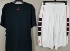 JORDAN 1 JUMPMAN WINGS OUTFIT SHIRT + SHORTS SET WHITE BLACK INFRARED (SIZE XL)