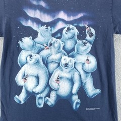 VTG Coke Shirt Mens L Blue Polar Bear Aurora Graphic Made in USA 1994 90s