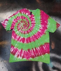 Lime Green & Pink spiral festival tie dye t shirt top men’s Rave UV size S-5XL