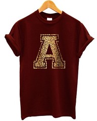 A Personalised Leopard Letter T Shirt Choose your own Printed Custom Tee Top