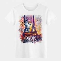 Paris Landmark Art Graphic Cotton T-Shirt for Women & Men, Travel-Inspired